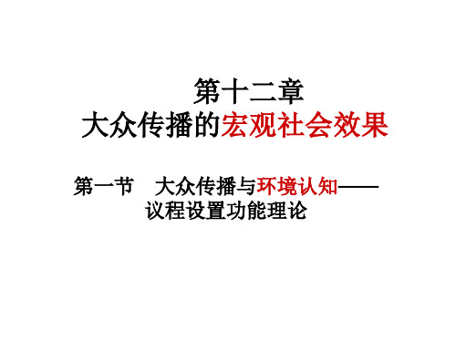 第十二章 大众传播的宏观社会效果(传播学教程 第三版课件)