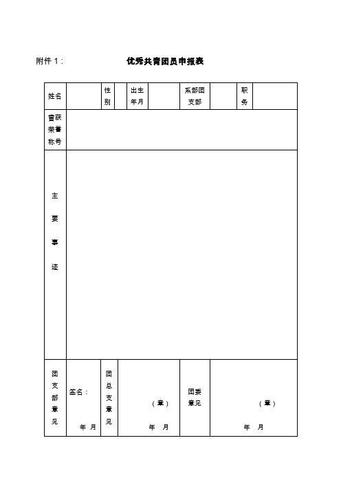 优秀共青团员申报表