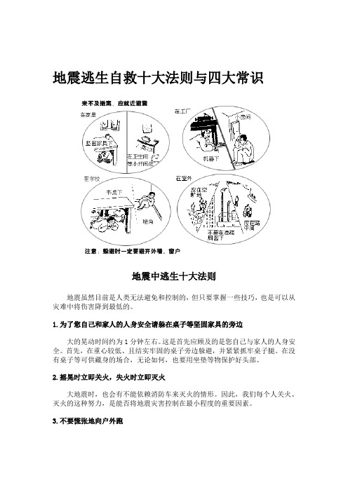 地震逃生自救十大法则与四大常识