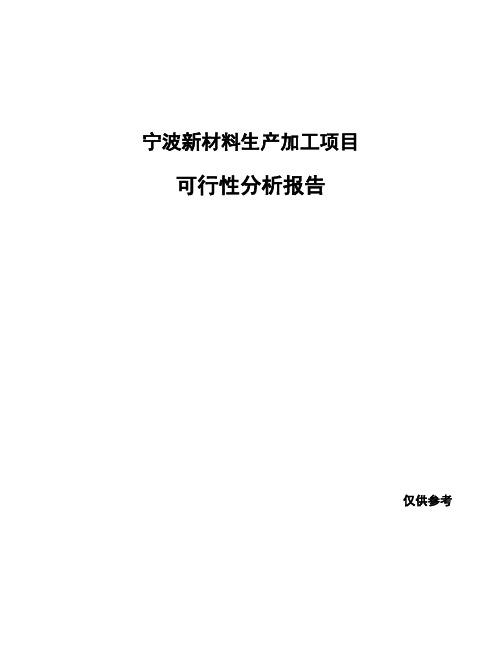 宁波新材料生产加工项目可行性分析报告