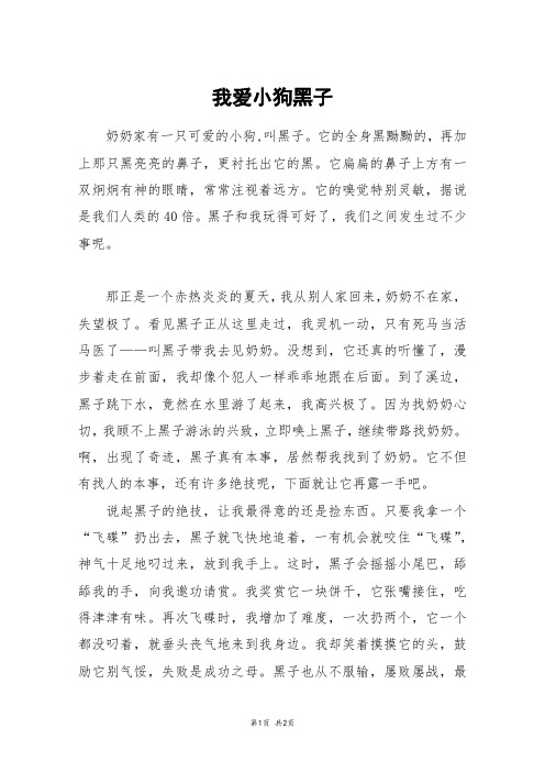 我爱小狗黑子_五年级作文