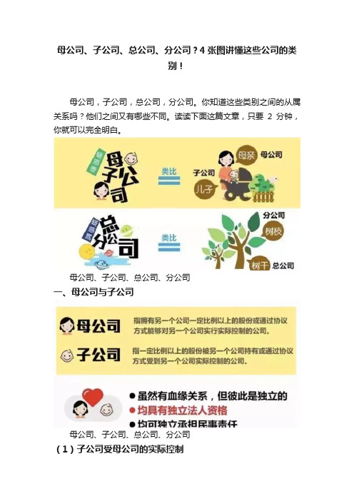 母公司、子公司、总公司、分公司？4张图讲懂这些公司的类别！