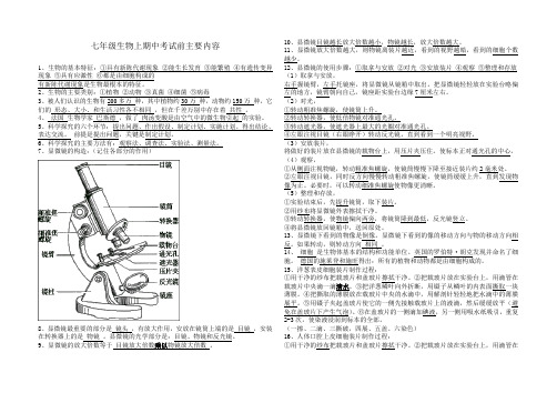 七年级生物期中考试前主要内容汇总