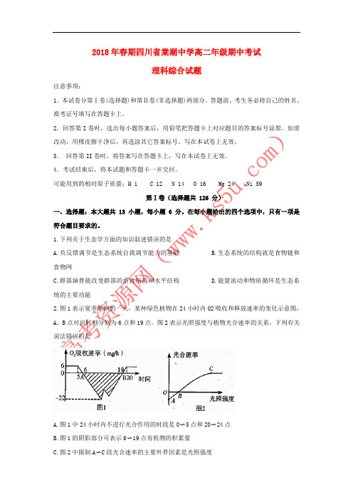 四川省棠湖中学2017-2018学年高二理综下学期期中试题