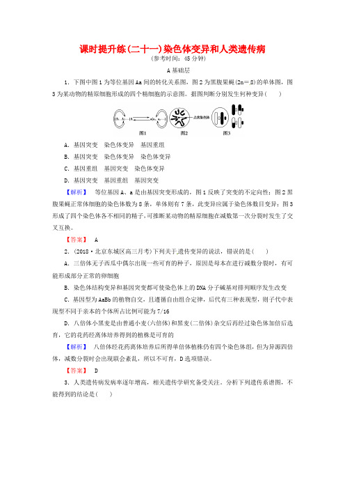 2019高考生物一轮复习：课时提升练21-染色体变异和人类遗传病(含解析)