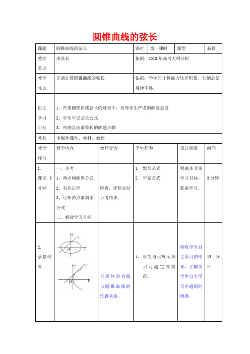 高中数学 第二章 圆锥曲线与方程 2.5 圆锥曲线求弦长教案 新人教B版1新人教B版数学教案