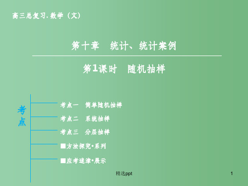 高三数学一轮复习 第10章 第1课时 随机抽样课件 文 新人教版A