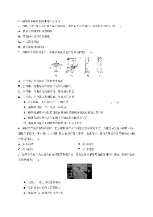 3.1磁现象和磁场-基础课时针对练习—人教版高中物理选修3-1