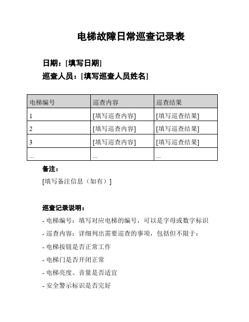 电梯故障日常巡查记录表