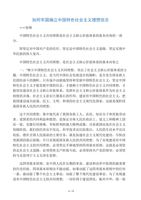 如何牢固确立中国特色社会主义理想信念