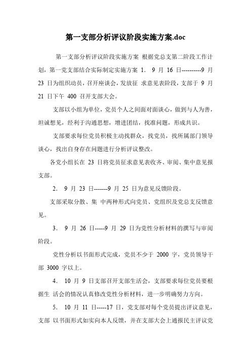 第一支部分析评议阶段实施方案