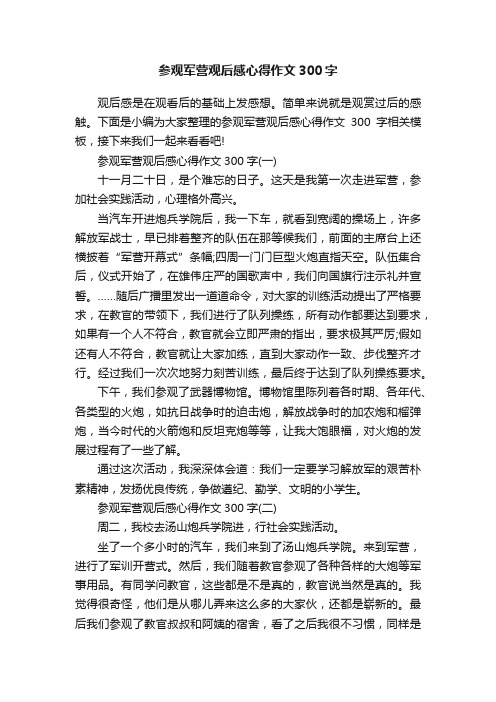 参观军营观后感心得作文300字