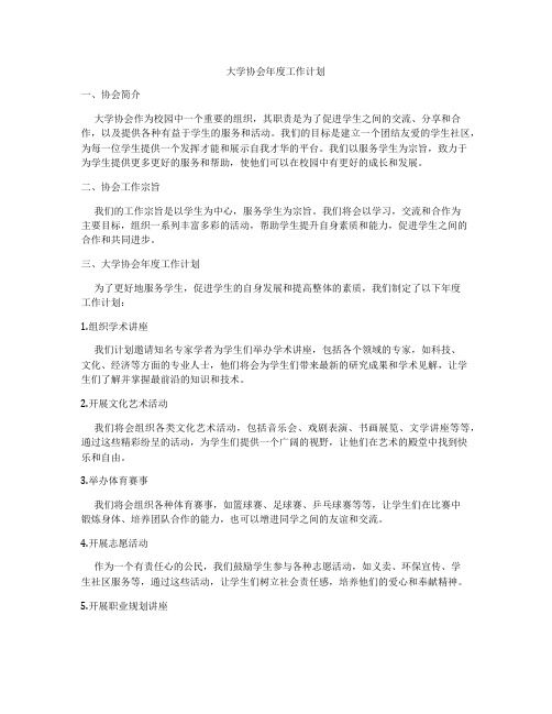 大学协会年度工作计划