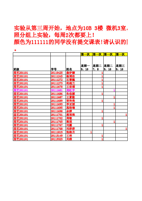 计算机实验安排