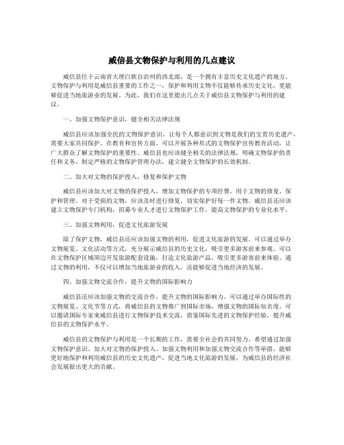 威信县文物保护与利用的几点建议