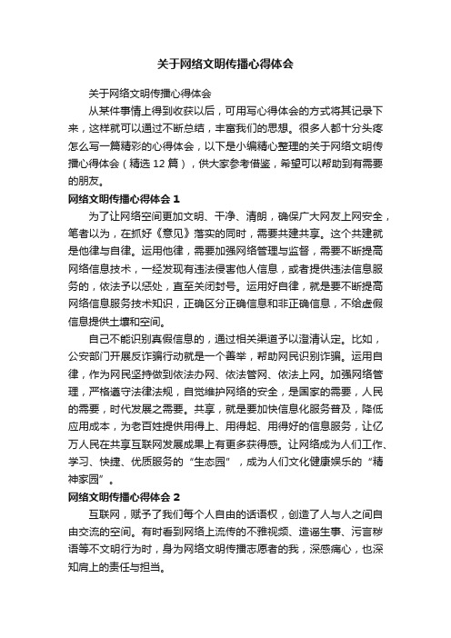 关于网络文明传播心得体会（精选12篇）