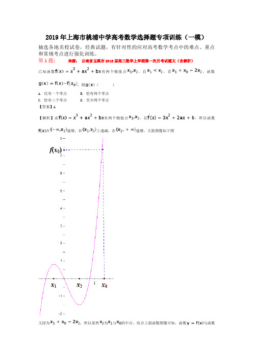 2019年上海市桃浦中学高考数学选择题专项训练(一模)