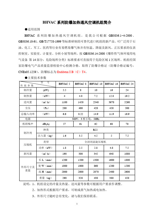 BHVAC系列防爆加热通风空调机组简介