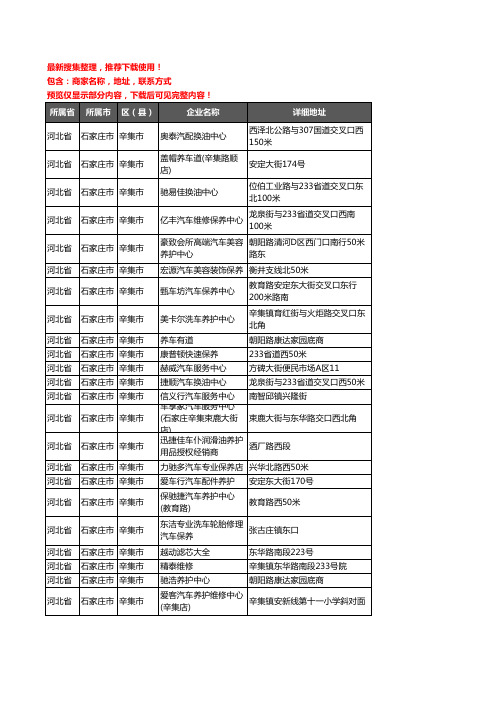 新版河北省石家庄市辛集市汽车保养企业公司商家户名录单联系方式地址大全57家