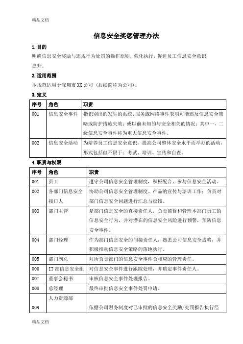 最新信息安全奖惩管理办法资料