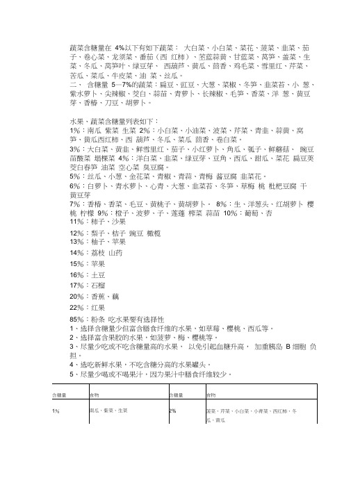 含糖量与升糖指数