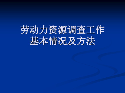 劳动力资源调查工作基本情况及方法