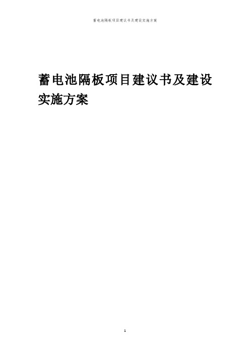 2024年蓄电池隔板项目建议书及建设实施方案