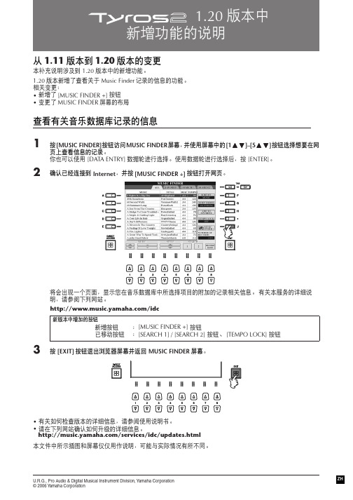 Tyros2 1.20版本 新增功能 说明书