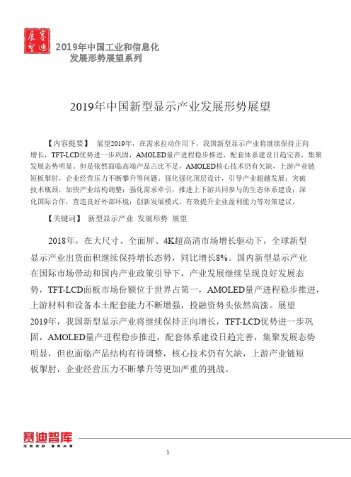 2019年中国新型显示产业发展形势展望