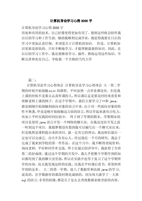 计算机导论学习心得3000字