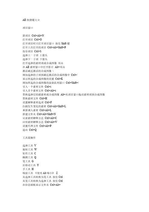 【免费下载】AE CS6快捷键