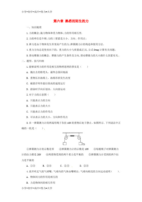 配套K12八年级物理全册 第6章 熟悉而陌生的力学案 (新版)沪科版