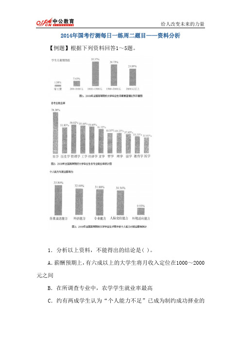 2014年国考行测每日一练周二题目——资料分析