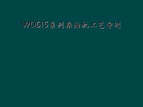 WD615系列柴油机工艺守则