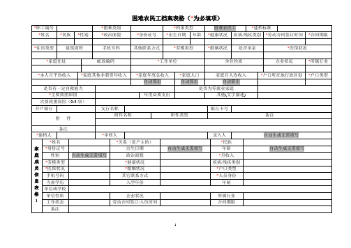 困难农民工档案表格(为必填项)