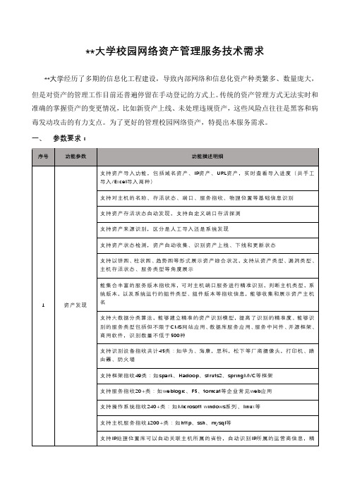 上海海事大学校园网络资产管理服务技术需求【模板】