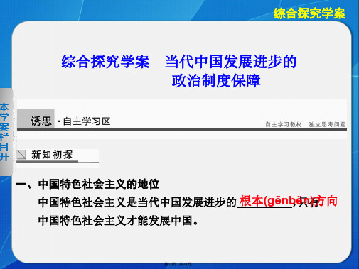 课堂设计高一政治必修2课件第三单元发展社会主义民主政治综合探究