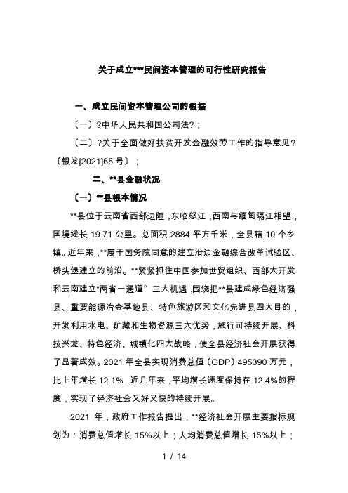 民间资本管理有限公司的可行性研究报告