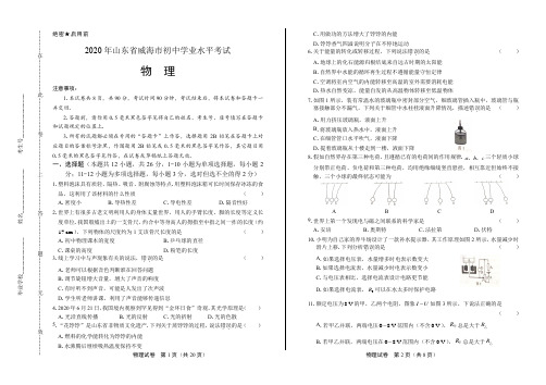 2020年山东省威海中考物理试卷(附答案与解析)