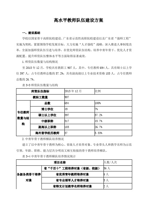 高水平教师队伍建设方案