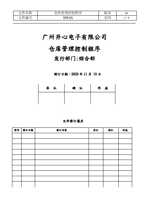 仓库管理控制程序