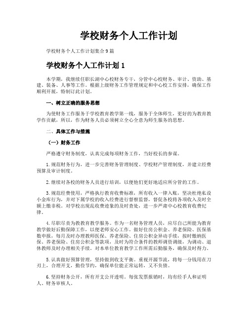 学校财务个人工作计划