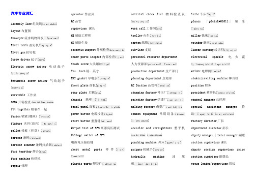 汽车制造专业英语词汇大全