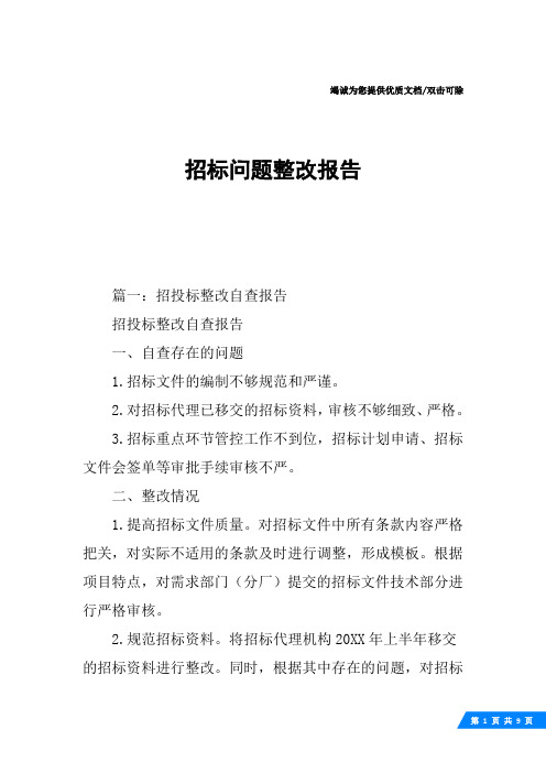 招标问题整改报告