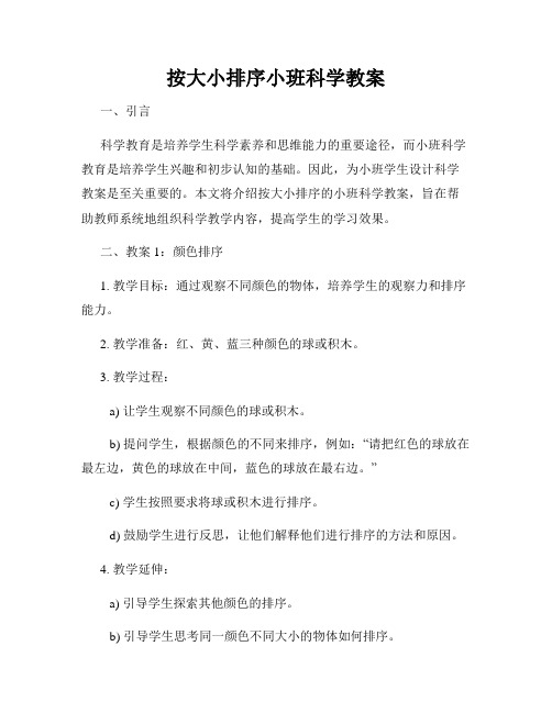 按大小排序小班科学教案