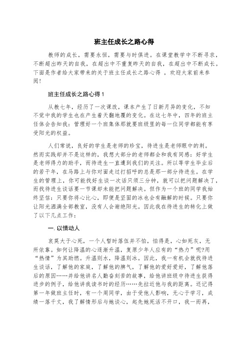 班主任成长之路心得