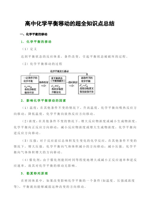 高中化学平衡移动的超全知识点总结