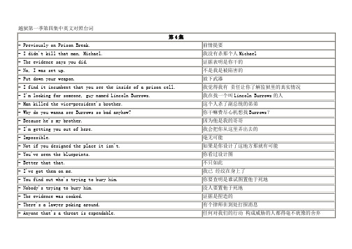 越狱第一季第四集中英文对照台词