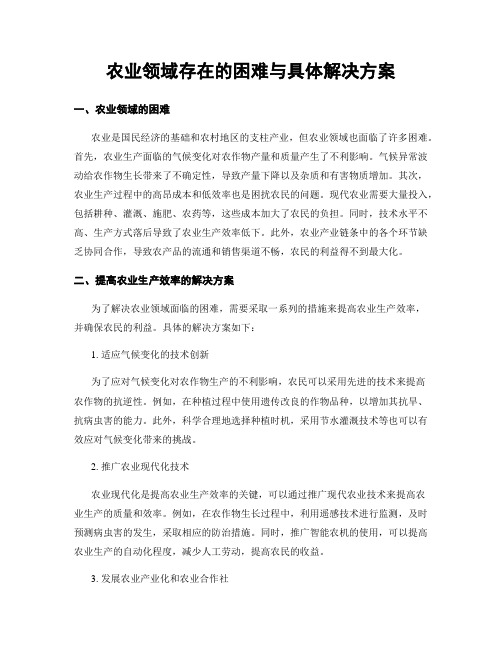 农业领域存在的困难与具体解决方案