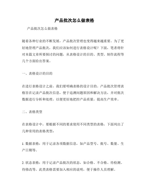 产品批次怎么做表格